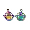 Ion Plating(IP) 304 Stainless Steel Pendants, Planet with Star Charm, Rainbow Color, 16x15x2mm, Hole: 1.8mm