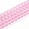 Baking Paint Transparent Glass Beads Strands, Round, Pearl Pink, 8~8.5mm, Hole: 1.4mm