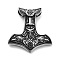 Viking 304 Stainless Steel Pendants, Mjolnir Thor Hammer Charm, Antique Silver, 41x38.5x8mm, Hole: 5mm