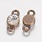 Alloy Grade A Rhinestone Single-Stone Links connectors, Flat Round, Antique Bronze, 15x7x5mm, Hole: 2mm