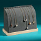 Velvet Necklace Organizer Display Stands, Jewelry Display Rack for Necklace, with Wooden Base, Gray, 21x9x15.5cm