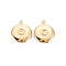 Ion Plating(IP) 304 Stainless Steel Pendant Enamel Settings, Locket Pendants, with Jump Rings, Flat Round, Golden, 23x20x6.5mm, Jump Ring: 5x1mm, 3mm inner diameter