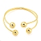 Rack Plating Brass Double Layer Cuff Bangles, Lead Free & Cadmium Free, Real 18K Gold Plated, Inner Diameter: 1-7/8x2-1/4 inch(4.85x5.6cm)
