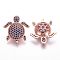 Brass Micro Pave Cubic Zirconia Beads, Tortoise, Blue, 20.5x19x6mm, Hole: 2mm