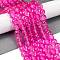 Frosted Transparent Glass Bead Strands, with Gold Powder, Round, Magenta, 8mm, Hole: 1mm, about 102pcs/strand, 30.71''(78cm)