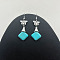 Rhombus Synthetic Turquoise & Alloy Dangle Earrings, Turquoise, show in picture4