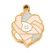 304 Stainless Steel Enamel Pendants, Laser Cut, Flower Charm, Golden, Misty Rose, 17.5x12.5x1.5mm, Hole: 1.5mm