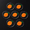 Cellulose Acetate(Resin) Pendants, with Glitter Powder, Flat Round with Lemon, Dark Orange, 30x4mm, Hole: 1.4mm