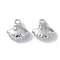 Ocean Collection Theme Jewelry, Brass with Cubic Zirconia Charms, Cadmium Free & Nickel Free & Lead Free, Real Platinum Plated, Shell Shape, 10x9x4mm, Hole: 1.2mm
