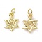 Brass Micro Pave Cubic Zirconia Pendants, Cadmium Free & Nickel Free & Lead Free, Real 18K Gold Plated, with Jump Ring, Hexagram Charms, Clear, 13.5x10x2mm, Hole: 3.2mm