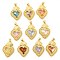 Rack Plating Brass Pendants, with Glass, Long-Lasting Plated, Cadmium Free & Lead Free, Strawberry Charms, Mixed Color, 30x21x6.5mm, Hole: 4x3.5mm