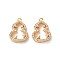 Brass Micro Pave Clear Cubic Zirconia Pendants, Gourd Charms, Real 18K Gold Plated, 13.5x10x3mm, Hole: 0.9mm