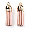Faux Suede Tassel Pendant Decorations, with CCB Plastic Cord Ends, Light Gold, 33~35x10mm, Hole: 2.5mm