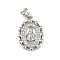 Brass Micro Pave Cubic Zirconia Pendants, Cadmium Free & Lead Free, Religion, Oval, Platinum, 19.5x14x2.5mm, Hole: 4.5x3.5mm