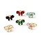 Cubic Zirconia Butterfly Open Cuff Ring, Real 18K Gold Plated Brass Jewelry for Women, Cadmium Free & Lead Free, Mixed Color, US Size 5 1/2(16.1mm)