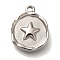 Anti-Tarnish 304 Stainless Steel Pendants, Flat Round Charm, Stainless Steel Color, Star, 15x12x3mm, Hole: 1.5mm