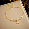 304 Stainless Steel & Plastic Pearl Charm Double Layer Anklets for Women, Golden, Flower, 8-1/4 inch(210mm)