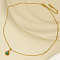 Stylish 304 Stainless Steel Pave Natural Paua Shell Heart-shaped Pendant Necklaces, Golden, Pendant: 1.2x1cm