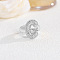 Brass Micro Pave Clear Cubic Zirconia Cuff Rings, Platinum, Letter C, Inner Diameter: Adjustable