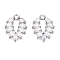 Brass Micro Pave Clear Cubic Zirconia Pendants, Cadmium Free & Nickel Free & Lead Free, Leaf Charms, Platinum, 18x13x3mm, Hole: 1.8mm