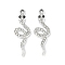 Alloy Pendants, with Rhinestone, Snake, Platinum, 32.5x11x3mm, Hole: 1.8mm