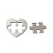 Non-Tarnish 304 Stainless Steel Split Pendants, Heart and Puzzle Charm, Stainless Steel Color, 25x28x1.5mm, Hole: 1.5mm