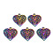 Hollow Alloy Pendants, Cadmium Free & Nickel Free & Lead Free, Heart with Butterfly, Rainbow Color, 22x22x2mm, Hole: 2mm
