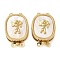 Brass with Natural Shell Box Clasps, Cadmium Free & Nickel Free & Lead Free, Rectangle with Angel Pattern, 2-Strand, 4-Hole, Real 18K Gold Plated, 20x13x7mm, Hole: 1mm