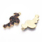 Printed Light Gold Tone Alloy Pendants, Flamingo Charms, Black, 28.5x14x2mm, Hole: 1.5mm