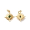 Rack Plating Brass Cubic Zirconia Pendants, with Jump Ring, Lead Free & Cadmium Free, Long-Lasting Real 18K Gold Plated, Star Charm, Dark Green, 17.5x15x3.5mm, Hole: 3.5mm