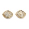 Brass Micro Pave Clear Cubic Zirconia Beads, Rack Plating, Long-Lasting Plated, Lead Free & Cadmium Free, Rhombus, Real 18K Gold Plated, 8x10x4mm, Hole: 0.8mm