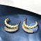 Twist Brass Micro Pave Cubic Zirconia Stud Earrings, Long-Lasting Plated, Cadmium Free & Lead Free, Rack Plating, Real 18K Gold Plated, 19.5x10.5mm