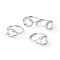 Adjustable Brass Finger Ring Components, 4 Claw Prong Ring Settings, with Clear Cubic Zirconia, Platinum, Size 7, 17mm, Tray: 10x8mm