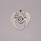 Wing Alloy Pendant Setting, with Brass Snap Button, Antique Silver & Platinum, 77x66x3mm, Inner Diameter: 5.5mm