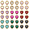 36Pcs 9 Colors Glass Charms, with Golden Plated Zinc Alloy Finding, Heart, Mixed Color, 13x10x4mm, Hole: 1.8mm, 4pcs/color