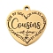 PVD Vacuum Plating 201 Stainless Steel Pendants, Family Theme Message Charms, Heart with Word Charms, Real 18K Gold Plated, 30.5x29x2mm, Hole: 3mm