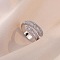 Brass Micro Pave Cubic Zirconia Adjustable Cuff Rings, Open Rings for Women, Platinum, Inner Diameter: 16~19mm