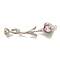 Brass Micro Pave Cubic Zirconia Fold Over Clasps, Cadmium Free & Nickel Free & Lead Free, Flower, Platinum, 50.5mm, Flower: 39x12.3x5.5mm, Clasp: 14.5x7x7mm