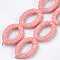 Handmade Polymer Clay Rhinestone Bead Frames, Oval, Crystal, Light Salmon, 32~33x21~22x6mm, Hole: 1mm, Inner Diameter: 20~21x9~10mm