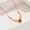 Elegant Vintage Brass Pave Cubic Zirconia Women's Rectangle Pendant Necklaces, Real 18K Gold Plated, Red, 18.70 inch(47.5cm)