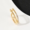 304 Stainless Steel Micro Pave Cubic Zirconia Cuff Rings, Square, Golden, Inner Diameter: 17.5x18mm