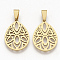 201 Stainless Steel Pendants, Filigree Pendants, with Random Size Snap on Bails, Teardrop, Golden, 28.5x20x1.5mm, Hole: 8~10x3~5mm