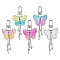5Pcs 5 Colors Acrylic Butterfly Pendant Decorations, with Glass Imitation Pearl Beads and Alloy Swivel Clasps, Mixed Color, 95mm, 1pc/color