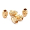 Brass Beads, Long-Lasting Plated, Barrel with Wave, Real 24K Gold Plated, 6x4mm, Hole: 1.8mm