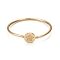 Rack Plating Brass Micro Pave Cubic Zirconia Bangles, Real 18K Gold Plated Flat Round with Star Clasp Bangles, Long-Lasting Plated, Cadmium Free & Lead Free, Clear, Inner Diameter: 2-1/4 inch(5.6cm)