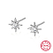 Anti-Tarnish Rhodium Plated Sterling Silver Stud Earrings for Women, Star, Platinum, 7.2mm