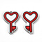 Printed Wood Pendants, Valentine's Day Style, Key, 35.6x24.7x2.8mm, Hole: 1.6mm