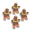 Alloy Enamel Pendants, Cadmium Free & Lead Free, Bear with Backpacks, Light Gold, Sienna, 34.5x21.5x1.5mm, Hole: 2mm