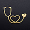 201 Stainless Steel Pendants, Stethoscope, Golden, 30x40x1mm, Hole: 1mm