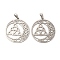 Non-Tarnish 201 Stainless Steel Pendants, Hollow, Flat Round with Trinity Knot Charm, Stainless Steel Color, 32.5x30x1mm, Hole: 6.5X3mm